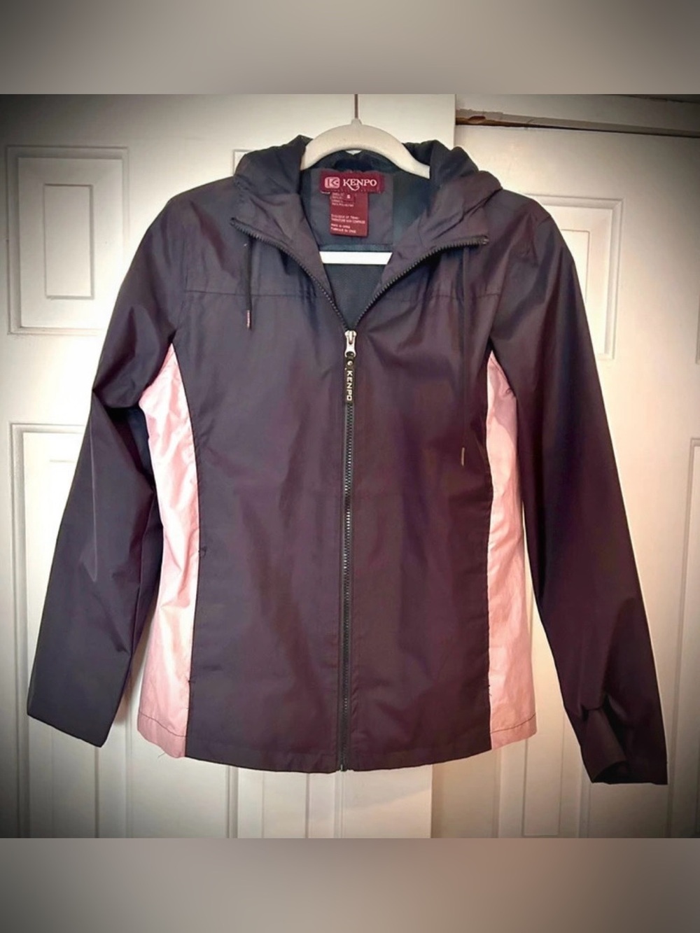 Kenpo Two-Tone Black and Light Pink Hooded Utility Jacket